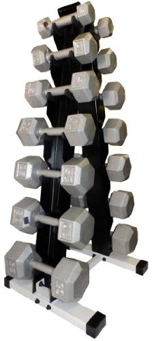Ader Sporting Goods 7 Pair Dumbbell Rack with Hexagon Dumbbell Set Grey