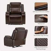 HTERWQEA Leather Power Recliner with Adjustable Headrest and Hidden Storag