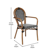 EMMA + OLIVER Black/White Indoor/Outdoor Bistro Table Set with 2 Chairs