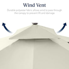 Best Choice Products 12x12ft LED Cantilever Patio Umbrella w/Base Included & 360° Rotation, Large Solar Offset Hanging Outdoor Sun Shade for Deck, Backyard Table w/Stand & Lights – Ivory
