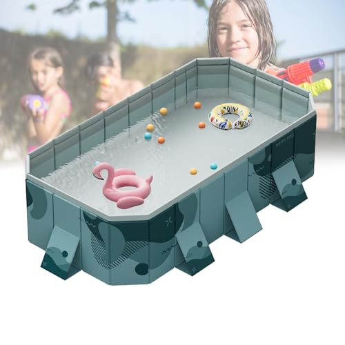 CHSUFBTY 2.1m Collapsible Swimming Pool - Double Drain for Quick Cleanup, Foldable Storage, Durable PVC - for 1-8 People(Green,116 * 64.9 * 21.6in)