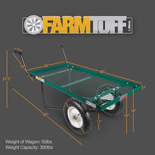 FARM-TUFF Two-Wheel Pushcart, Green - Heavy-Duty Metal Garden Utility Cart with 48" x 27" Flat Deck, 300lb Capacity, Pneumatic Tires & Easy-Grip Handles for Greenhouses, Nurseries & Yard Work