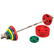 Body-Solid Quad Grip Olympic Rubber Weight Plates Set Multi