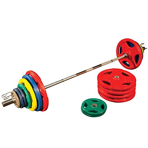 Body-Solid Quad Grip Olympic Rubber Weight Plates Set Multi