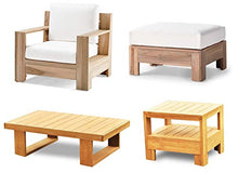TeakStation Grade-A Teak Wood Canberra 6 Pc Sofa Set - 1 Sofa (3 Seater), 2 Lounge Chairs, 1 Ottoman, 1 Coffee Table & 1 Side Table (Furniture only) #32CN6