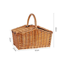 Storage Basket,Wicker Picnic Sets with Utensils Cutlery, Hand Woven Willow Hamper for 4 Persons, for Family,Party,Outdoor,Camping