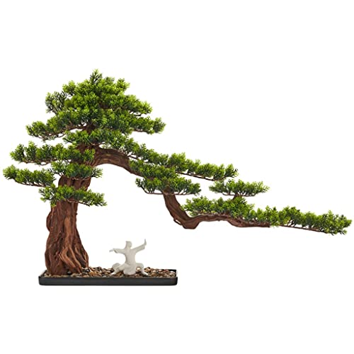 YXIANG56Q Fake Plants Zen Simulation Welcome Pine Bonsai Ceramic Ornaments Creative New Chinese-Style Home Offic Porch Living Room Decorations, Size 29.53 * 9.54 * 14.96 Inch Bonsai Tree