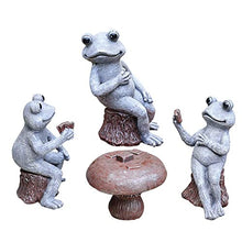 SAeWare 4PCS Garden Ornament Table and 3 Frogs Playing,Micro Landscape Decor Hope Enjoy Peace DIY Crafts