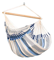 LA SIESTA® XL King Domingo Hammock Chair & Steel Stand - Weatherproof, Hanging Hammock Chair with Stand - Indoor Outdoor Swinging Chair, Bedroom Porch Hammock Swing Chair with Stand - Sea Salt
