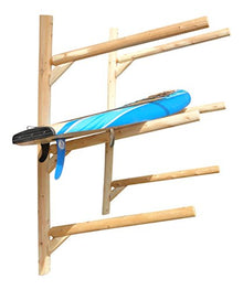 Log Kayak Rack 3 Place Wall Mount Kayak Canoe SUP Rack Canyon Brown Finish