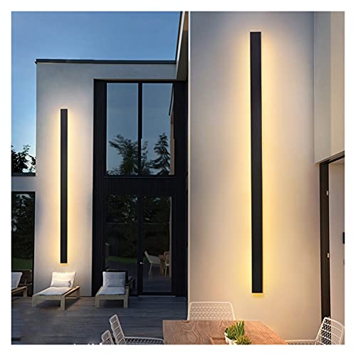 Outdoor Wall Light LED Waterproof Wall Lamp IP65 Aluminum Long Outdoor Wall Light for Garden Villa Porch Light Luminaire (Color : Black Emitting Color : 3000k Warm White)