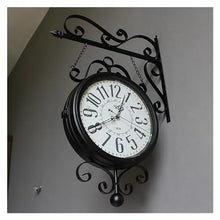 SLGGPJBU Double Sided Clock Vintage Double Sided Wall Clock Black Mute Wall Mounted Clock for Outdoor Garden Wall Clock Interior Decoration Pendant Clock