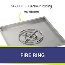 36" Stainless Steel Square Drop in Pan with 18" Fire Ring