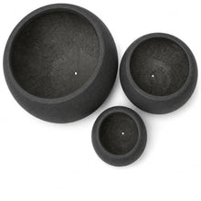 Set of 3 Smooth Round Polystone Indoor/Outdoor Planters, Black