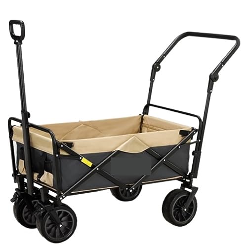 IRYZE Outdoor Utility Wagon Outdoor Folding Utility Wagon Heavy Garden Transporter Folding Camping Trailer Portable Shopping Cart Adjustable Handle Grocery Cart