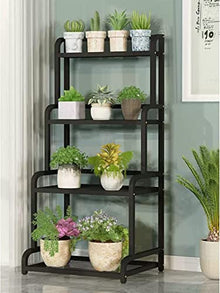 ZOCWJK Indoor Plant Stand Plant Stand Indoor 4 Tiered Flower Shelf Flower Bench Metal Iron Shelf for Large Plants,Black Flower Pot Holder for Outdoor Garden Balcony Living Room,A-80x40x102cm