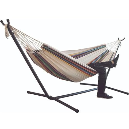 PXIWDAN Hammock Double Hammock with Space Saving Steel Stand Included 2 Person Heavy Duty Outside Garden Yard Outdoor Hamock Outside(G)
