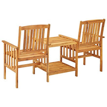 Molumvel Outdoor Bistro Set with Coffee Table and Cushioned Chairs, Solid Acacia Wood Furniture for Patio, Garden, Balcony, Deck, Cream