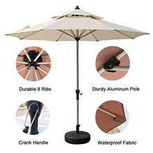 3WWWQMAA8 Outdoor Aluminum Patio Umbrella, Double Top Garden Parasol 9FT/2.7M Market Table Umbrella with Deck & Base for Deck, Pool, Beach (Color : Beige) (Khaki) (Beige)