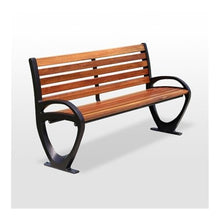 mifortune-e Garden Bench, Brown Park Outdoor Bench Aluminum Legs Wooden Seat Plank Chair Resting Backrest,for Patio