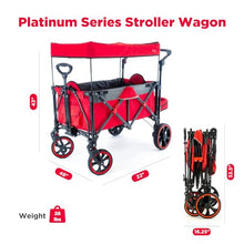 Creative Outdoor Push Pull All-Terrain Collapsible Folding Stroller Wagon for Kids, 150lbs Weight Capacity, Platinum Series, Beach, Park, Garden & Tailgate, (Red)