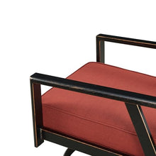 Oakland Living Pair of Black Aluminum Patio Deep Seating Swivel Rocker Club Chairs with Red Cushions