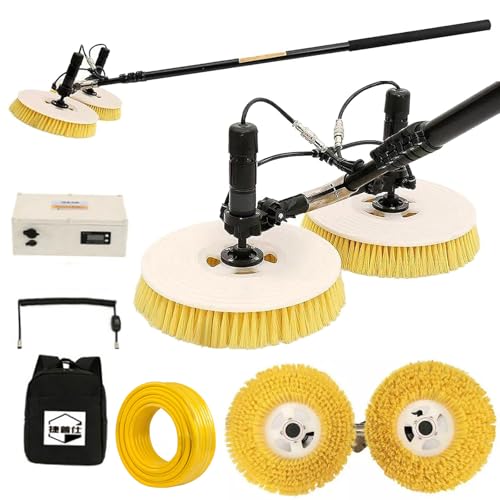 2 in 1 Photovoltaic Panel Cleaning Machine with Battery Pack, 65cm Double Rotating Brush Head, Alloy Telescopic Pole, 29 m Water Pipe, 9 m Power Cord, Solar Panel Cleaning Tools,550cm