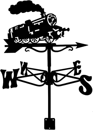 Weathervane Art Decor Stainless Steel Durable Weather Vane Wind Vane Measuring Tools Weathercock Wind Direction Indicator for Garden Patio Yard Ornament Decoration (Trains)