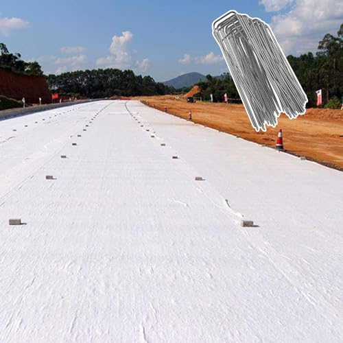 Kunovo Driveway Fabric with Securing Peg, White Landscape Weed Barrier for Vegetable Garden/Flower Bed, Commercial Grade Ground Cover Drainage Fabric(2m(6.5ft) x55m(180ft)), 58741