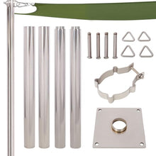 LMAOSS 12FT Stainless Steel Shade Sail Pole with Base Plate, Heavy Duty 304 Sun Shade Sail Post for Patio Garden Backyard Canopy Installation with Adjustable Clamp Rings