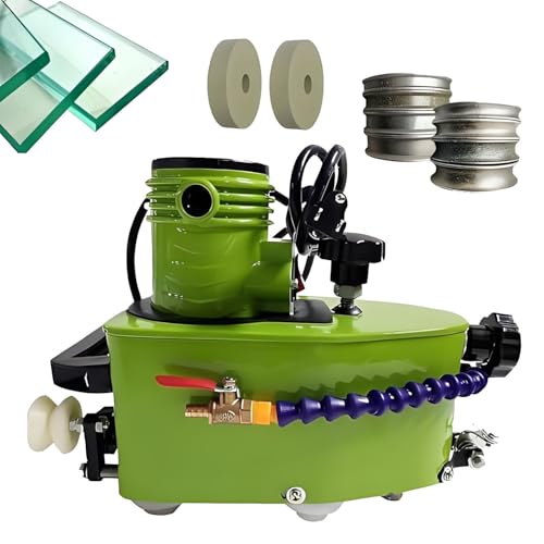 AiODiO Electric Portable Glass Edger，Portable Small Glass Edger，8000 RPM，W/2Diamond Wheels and Two Polishing Wheels， for Glass, Stone, Ceramics Glass Edge Polishing 110V-Green