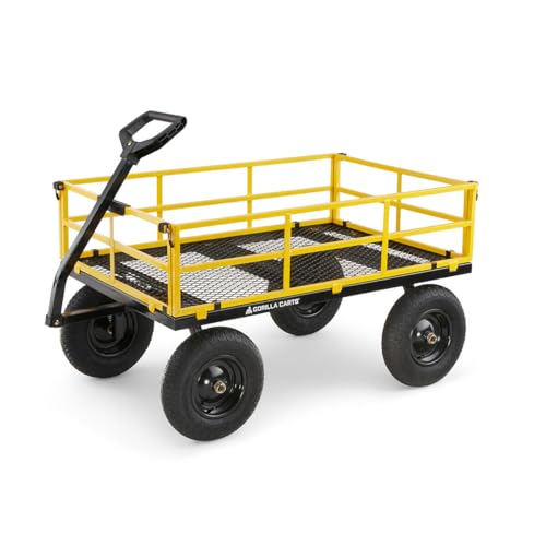 Gorilla Carts Steel Garden Cart, 4-Wheel Yard Cart, 1500 lb Capacity
