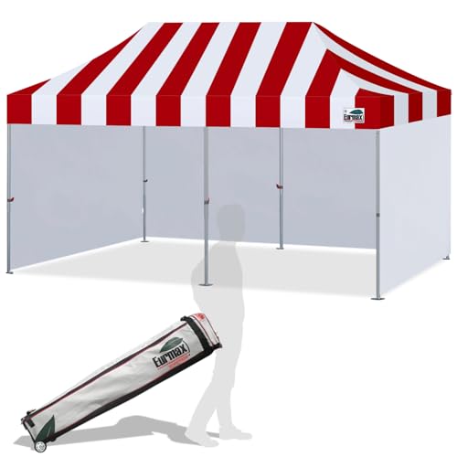 Eurmax USA Superior 10x20ft Pop-up Canopy Tent with 4 Side Walls,Stripe Red