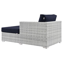 Modway Convene Wicker Rattan Outdoor Patio Right-Arm Chaise in Light Gray Navy