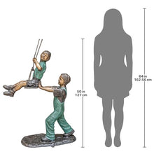 Design Toscano Swinging Children Cast Bronze Garden Statue 50 Inch Two Tone Bronze & Verdigris