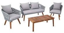 Safavieh Outdoor Velso Rope 4-Piece Patio Set with Cushions Grey/Grey
