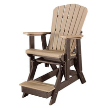 Outdoor Escape Brown Balcony Glider, Cedar Tudor Brown, Elevated Seating, Heavy Duty Poly Lumber, Tall Outdoor Chair, Durable Design