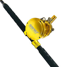 EAT MY TACKLE 30 Wide 2 Speed Fishing Reels on 30-50 Pound Tournament Rods Gold (2 Pack)