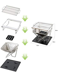 Barbecue Grill Portable BBQ Charcoal Grill Smoker Grill for Outdoor Cooking Camping Hiking Picnics