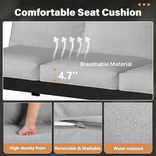 Seeheool 75" All-Weather Aluminum 3-seat Patio Sofa with Thick Light Gray Cushions & Black Frame