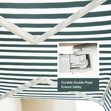 Diensweek 8'x7' Patio Awning Retractable Fully Assembled, Manual Commercial Grade - Quality 100% 280G Ployester Window Door Sunshade Shelter - Deck Canopy Balcony P100 Series (Green/White Stripes)