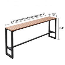 Modern Outdoor Rectangular Trestle Bar Table, 78.7l X 15.7w X 41.3h, Waterproof Wooden Narrow Pub Patio Table for Railings, Counter Height Balcony Bar Table, Black Black 94.5 “L x 15.7 ‘W x 41.3 ’H