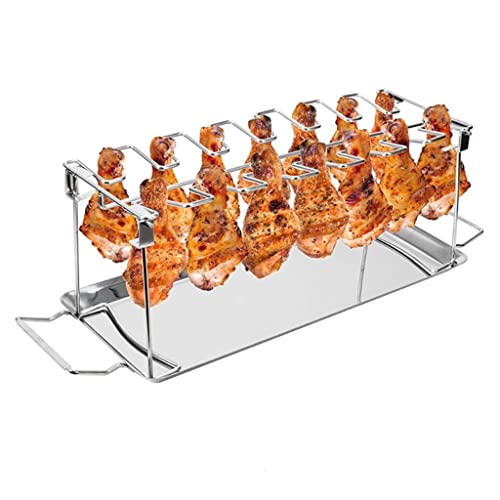 OEKFVCHVZ 14 Slots Stainless Steel Metal Roaster Stand for Smoker Grill Oven, Dishwasher Safe, BBQ, Picnic