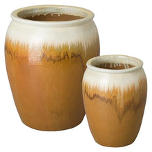 Emissary Amber Stoneware Round Planters Set of 2 23.5in. L x 30in. H