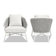 callmego Rope-Wrapped Barrel-Style Outdoor Counter Stool with Low Back Design for Patio, Deck, or Balcony Seating (Arm Chair + White + Acrylic)