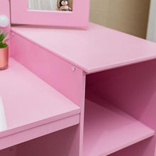 JoanKaren Kids Vanity Table 2-in-1 Princess Makeup Desk with Touch Light Pink With Crown