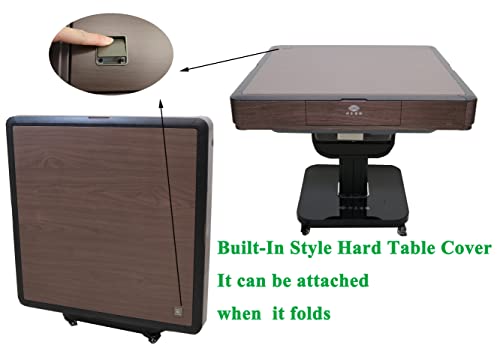 usamjtable Folding Automatic Mahjong Table Ultra Thin Wood Grain with Table Cover
