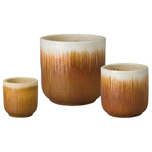 Emissary Amber Stoneware Round Planters Set of 3 20in. L x 20in. H