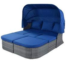 ZSLKDL Outdoor Patio Furniture Set Daybed Sunbed W/Retractable Canopy Conversation Set Wicker Furniture Sofa Set