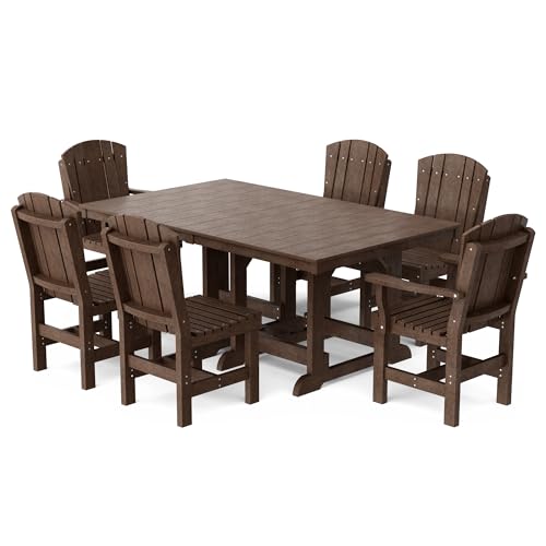 Wildridge® Heritage 44”x72” Dining Table Set, Tudor Brown - Outdoor All-Weather Poly Dining Furniture for Patio, Porch, Deck